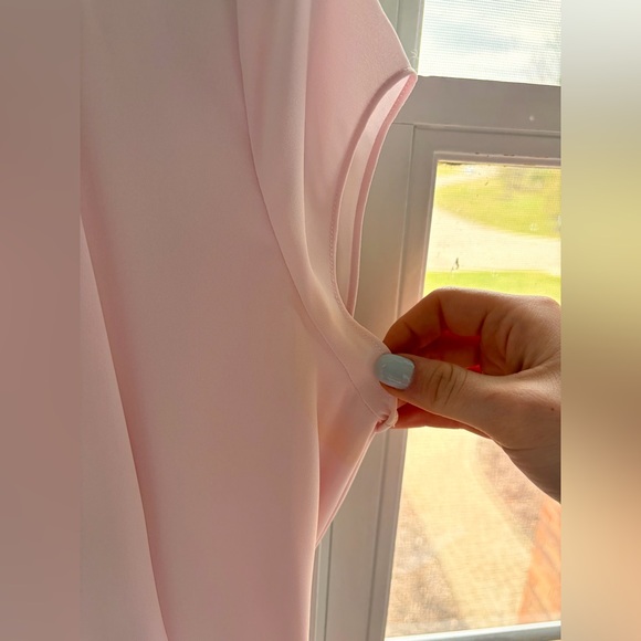 Aritzia Sunday Best Blush Pink Ruffle Wrap Mini Dress - Picture 9 of 9